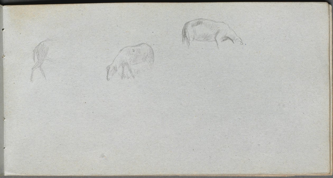 Cuaderno de bocetos, página 20: Estudio de animales de Jean Louis Ernest Meissonier