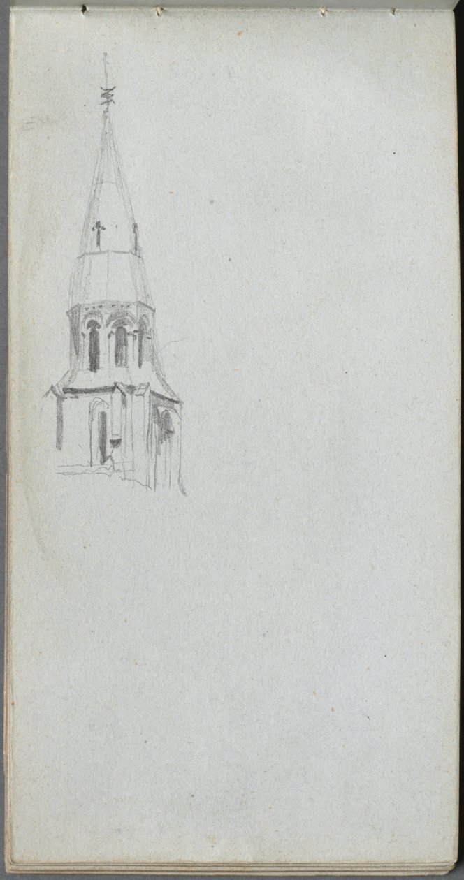 Cuaderno de bocetos, página 44: Aguja de iglesia de Jean Louis Ernest Meissonier
