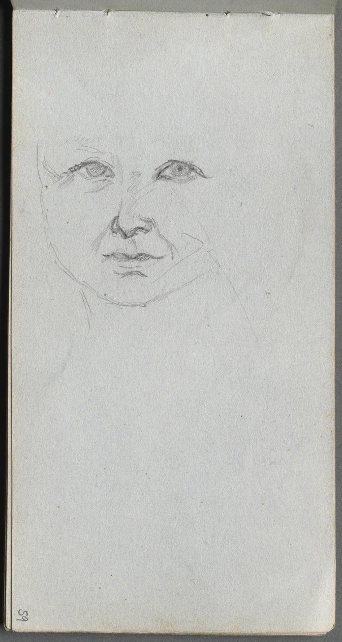 Cuaderno de bocetos, página 59: Estudio de un rostro de Jean Louis Ernest Meissonier
