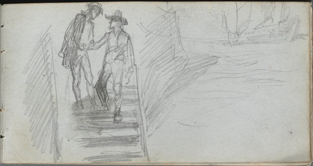Sketchbook, page 64: Figures on a Stairway de Ernest Meissonier