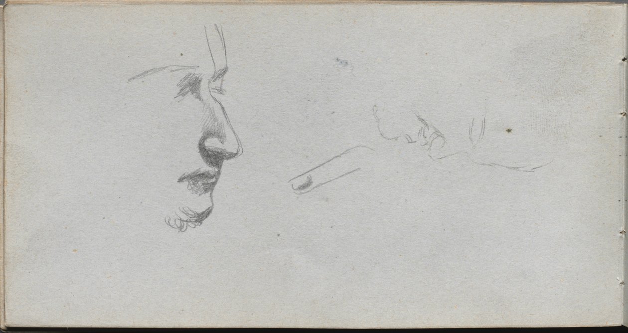 Cuaderno de bocetos, página 80: Estudio de caras de Jean Louis Ernest Meissonier
