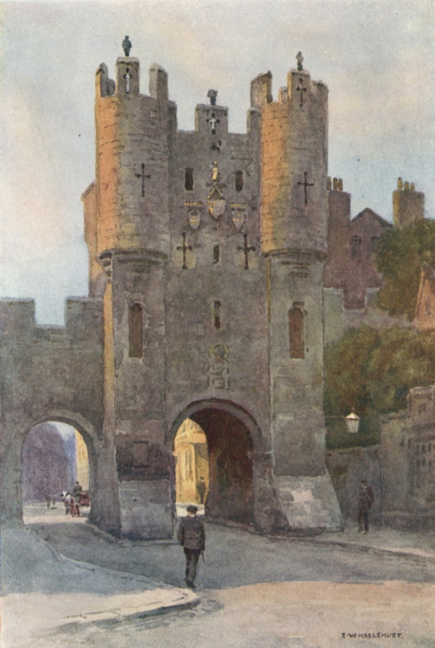 Micklegate Bar (litografía en color) de Ernest William Haslehust