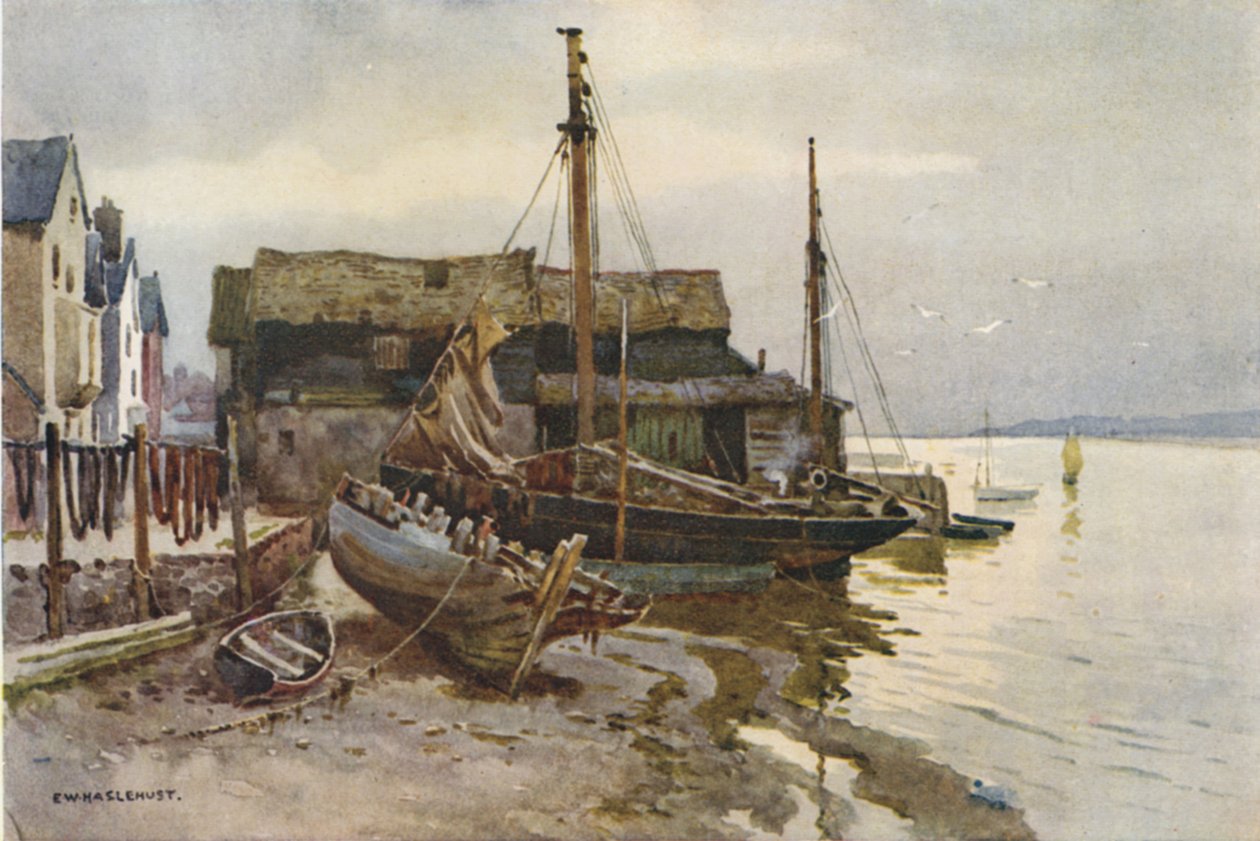 El Exe en Topsham (litografía en color) de Ernest William Haslehust