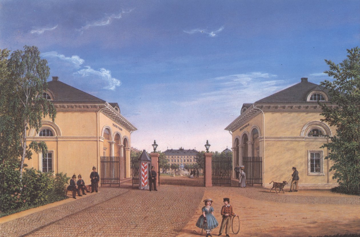 Darmstadt, Frankfurter Tor con vista a Mathildenplatz de Ernst August Schnittspahn