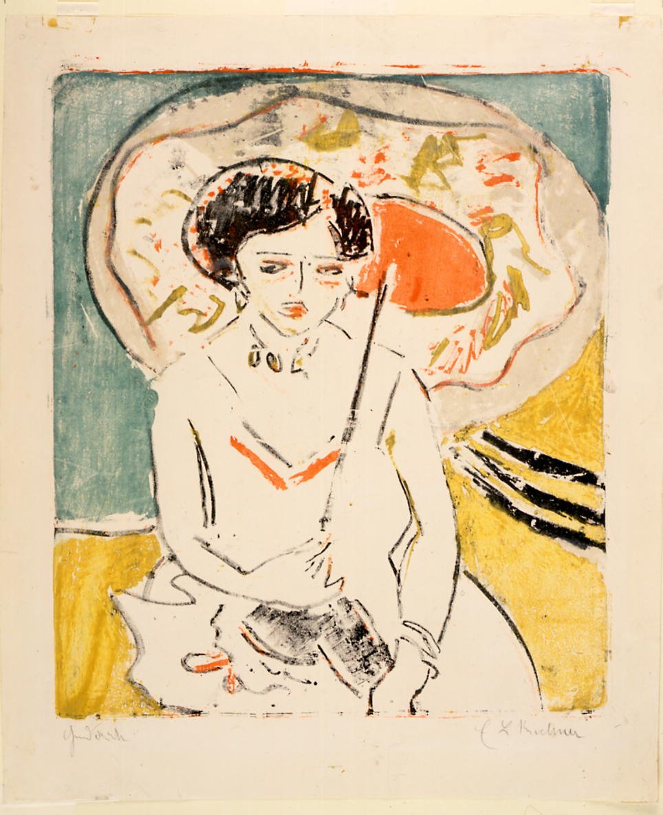 Dodo con sombrilla japonesa de Ernst Ludwig Kirchner