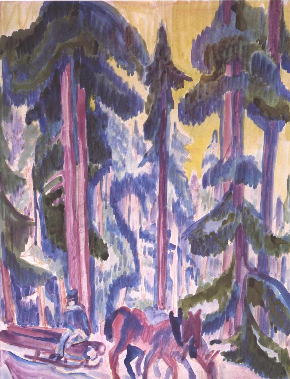 Carro de madera en el bosque de Ernst Ludwig Kirchner