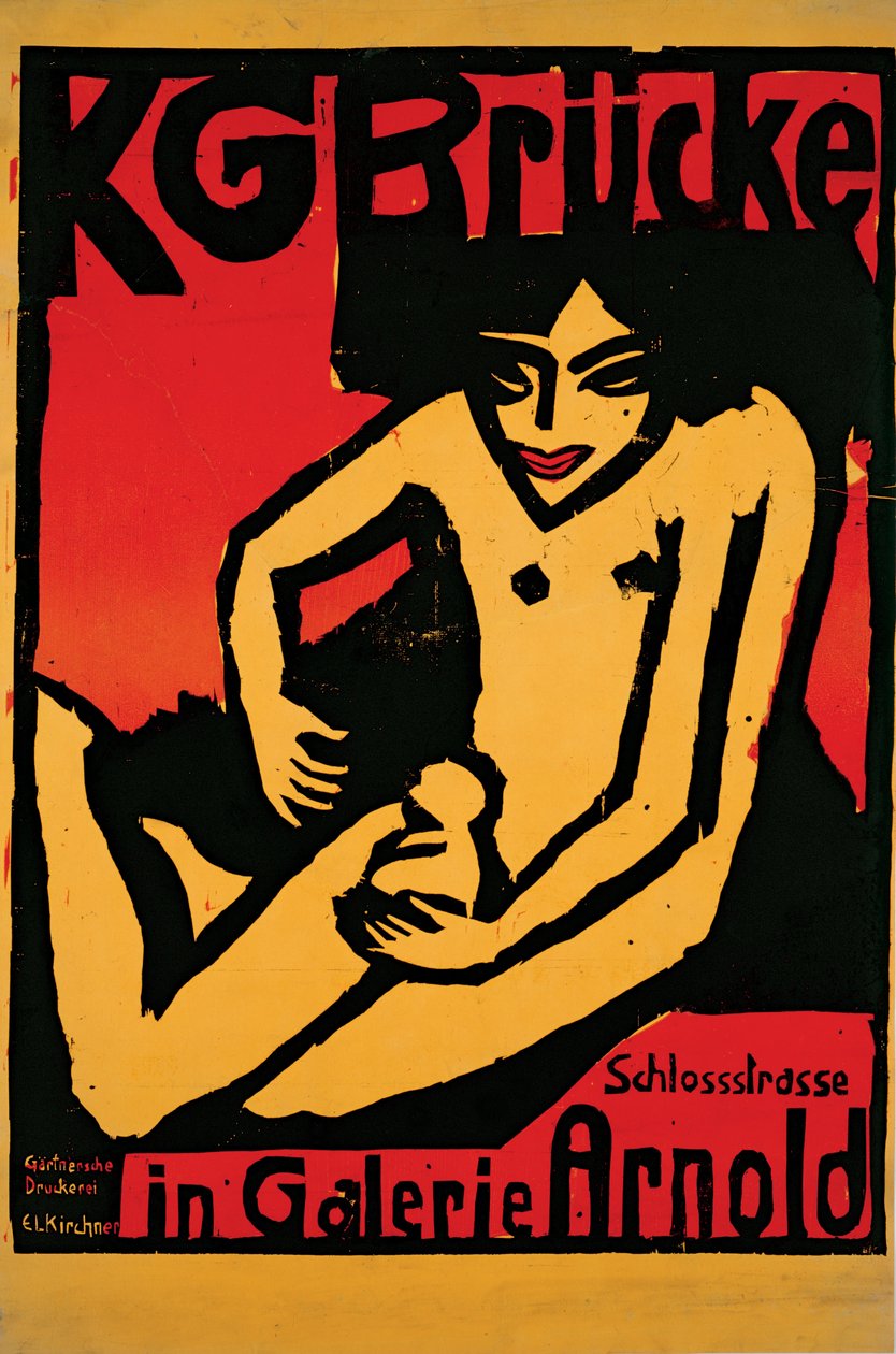 Póster para la exposición del grupo de artistas Die Brücke en la Galería Arnold de Dresde de Ernst Ludwig Kirchner