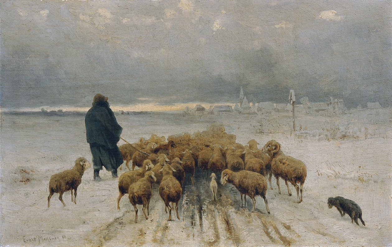 Rebaño de ovejas que regresa de Ernst Adolph Meissner