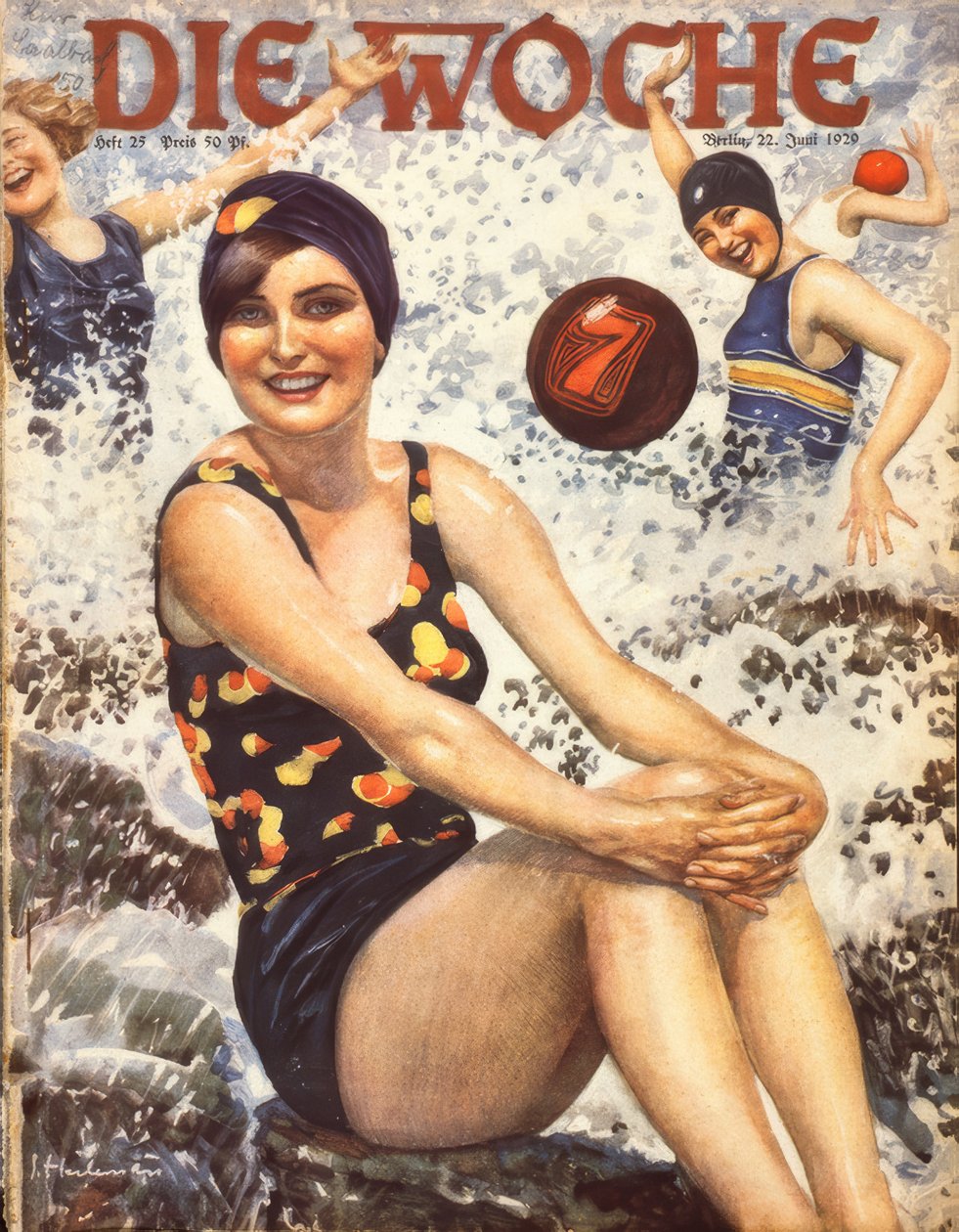 Jóvenes mujeres en las olas de Ernst Heilemann
