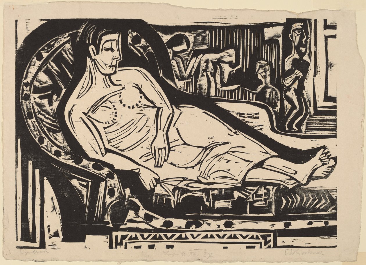 Mujer Acostada en un Sofá, 1926 de Ernst Ludwig Kirchner
