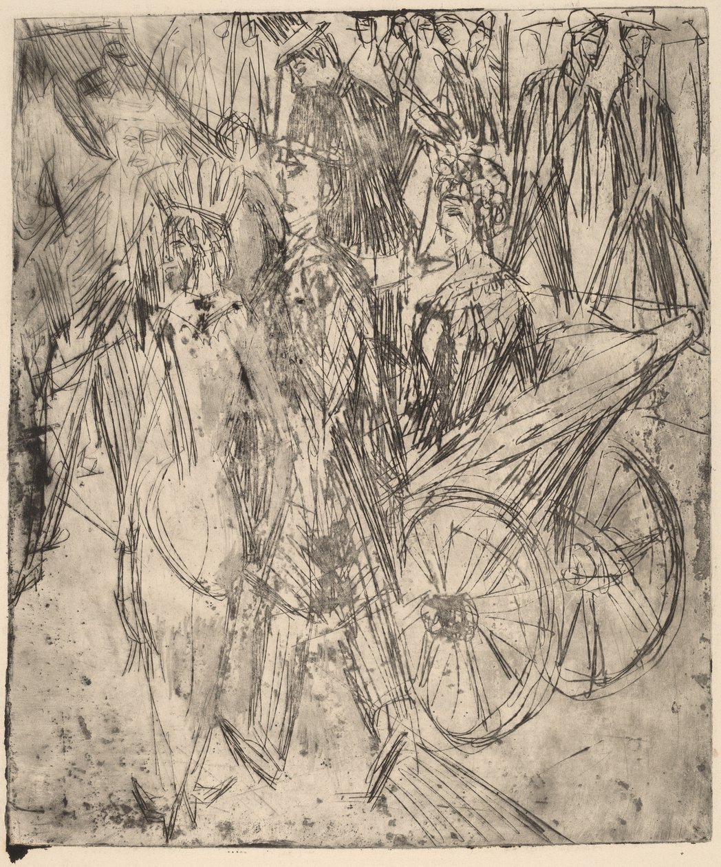 Pareja frente a un carruaje de Ernst Ludwig Kirchner