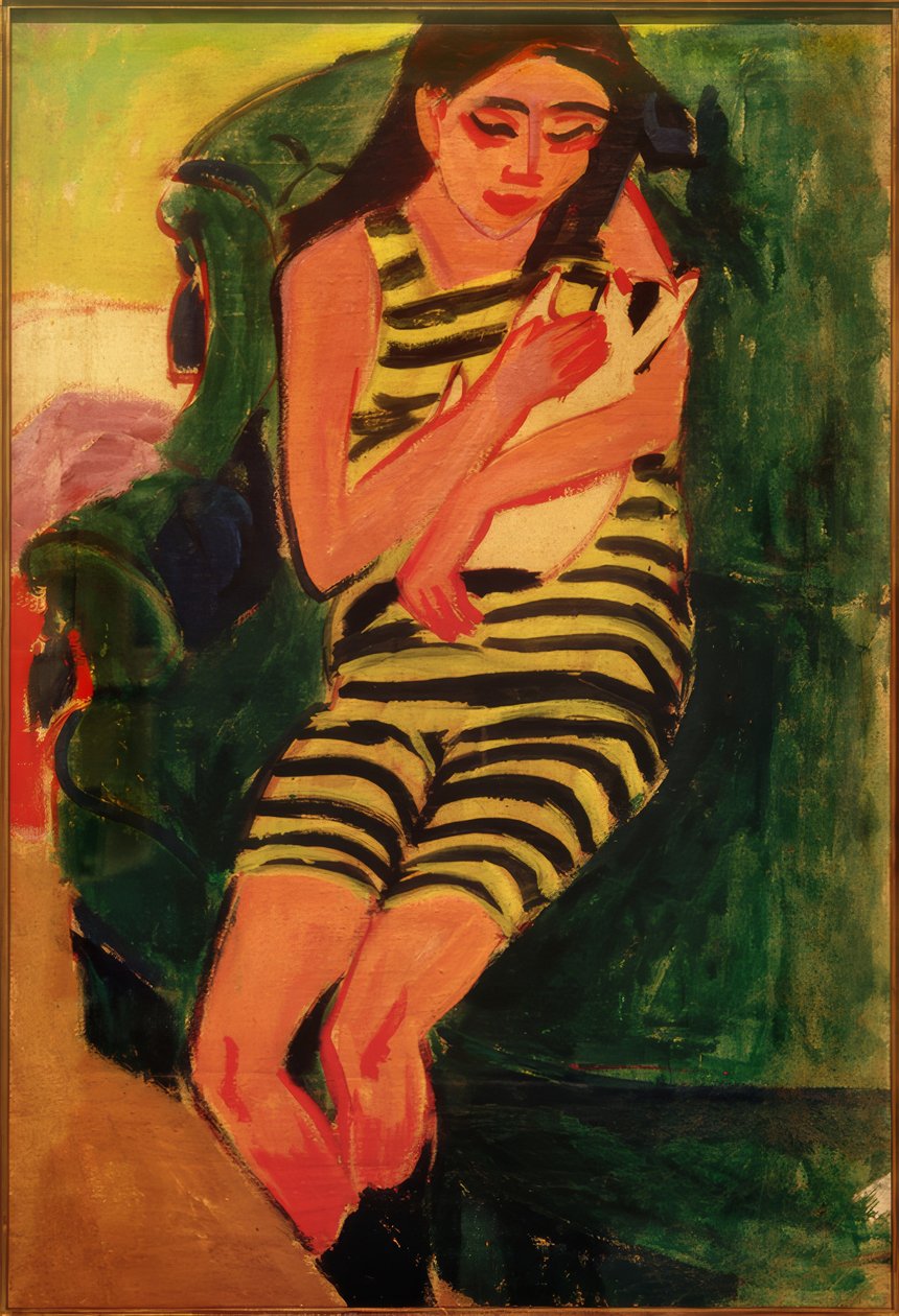 Fränzi con gato de Ernst Ludwig Kirchner