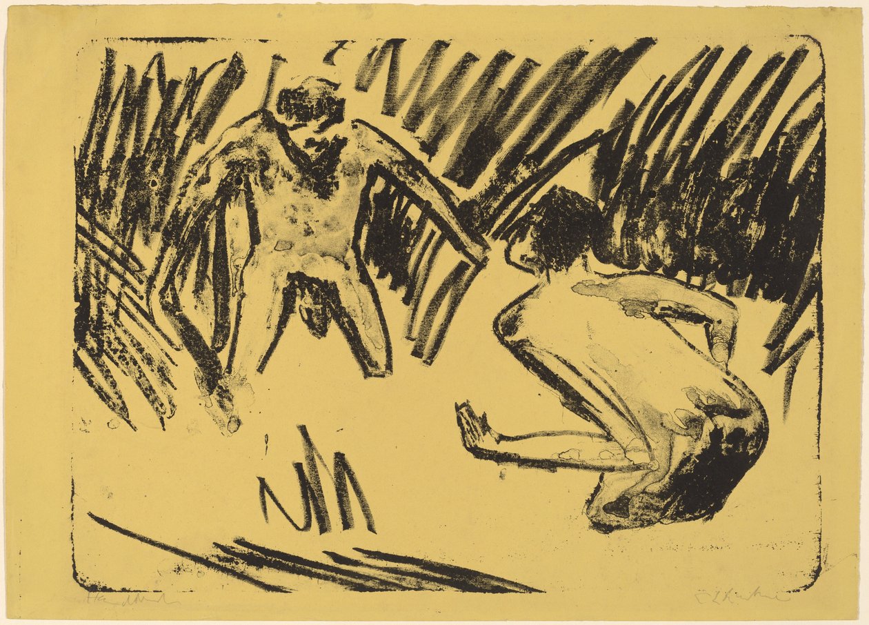 Hombres Chapoteando en los Juncos de Ernst Ludwig Kirchner