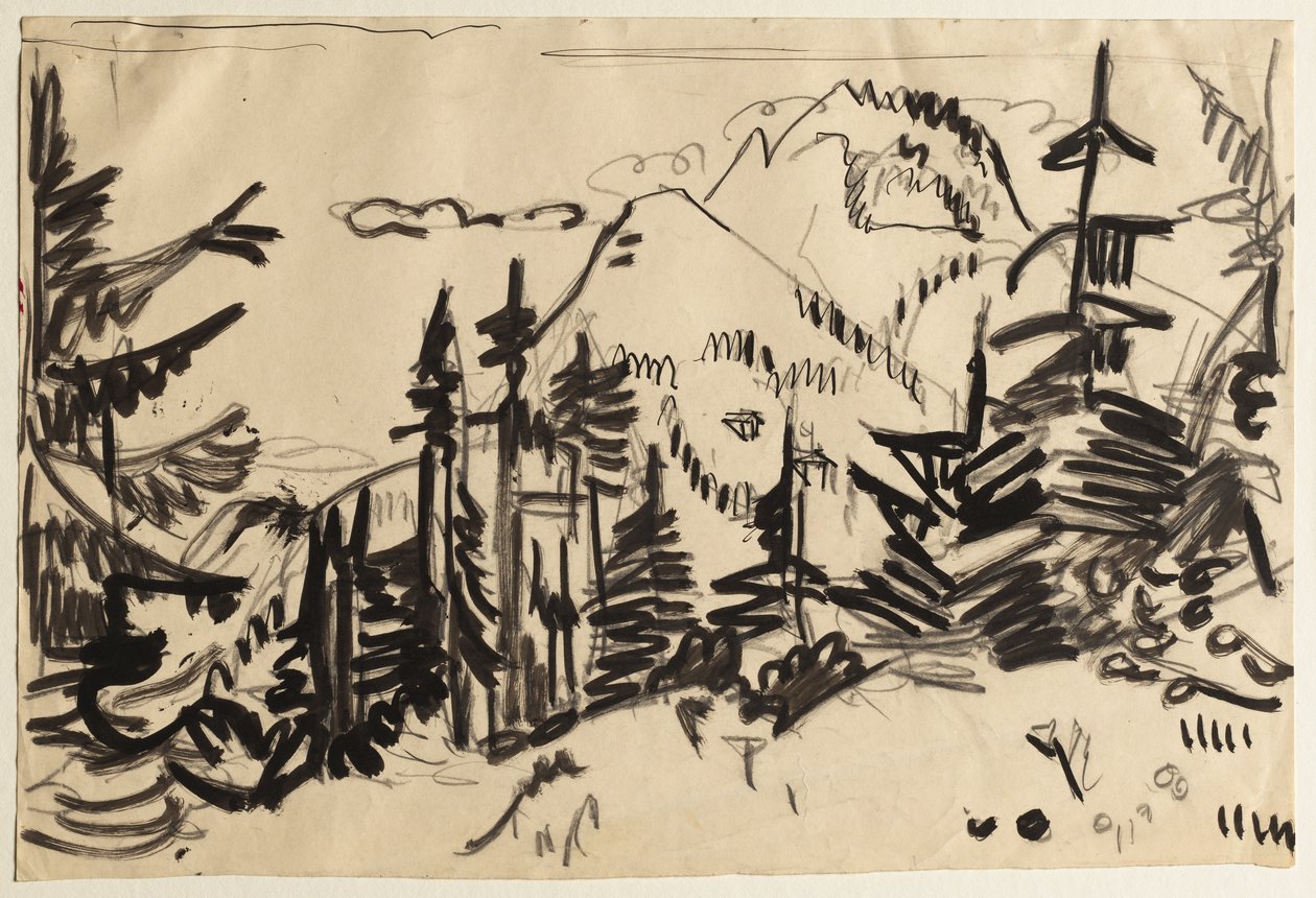 Paisaje Montañoso con Abetos de Ernst Ludwig Kirchner