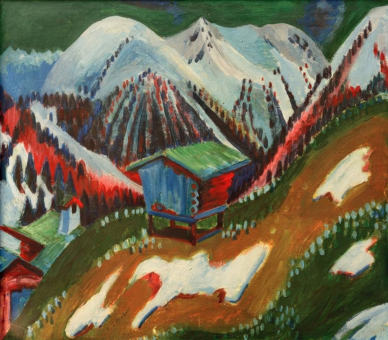 Deshielo. Paisaje montañoso con cabaña alpina de Ernst Ludwig Kirchner