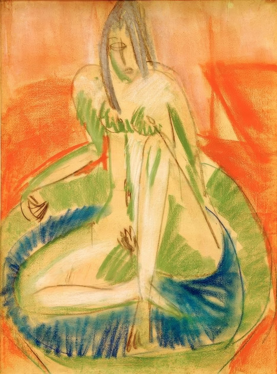 Sentada mujer desnuda en la bañera | Ernst Ludwig Kirchner