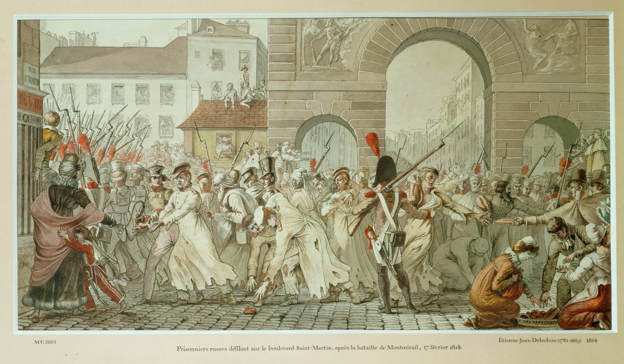 Después de la batalla de Montmirail ... (grabado) de Etienne Jean Delecluze