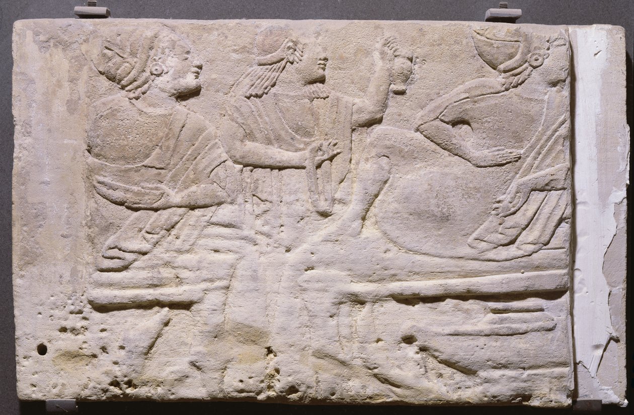 Cippi mostrando un banquete de Etruscan