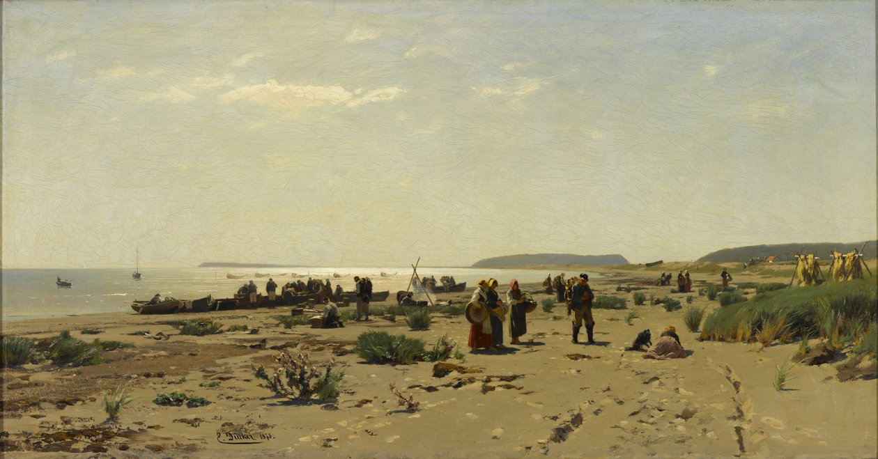 Paisaje costero (Regreso de los pescadores) de Eugene Gustav Dücker