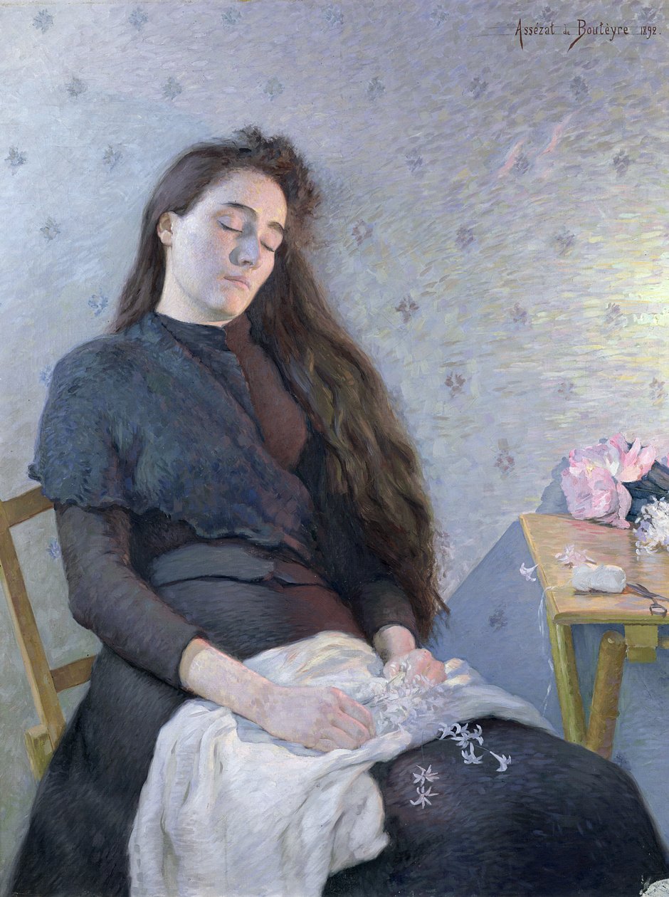 La niña de las flores dormida, 1892 de Eugene Assezat de Bouteyre