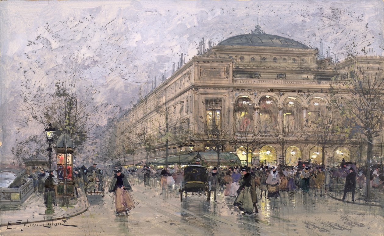 Escena de calle parisina de Eugene Galien Laloue