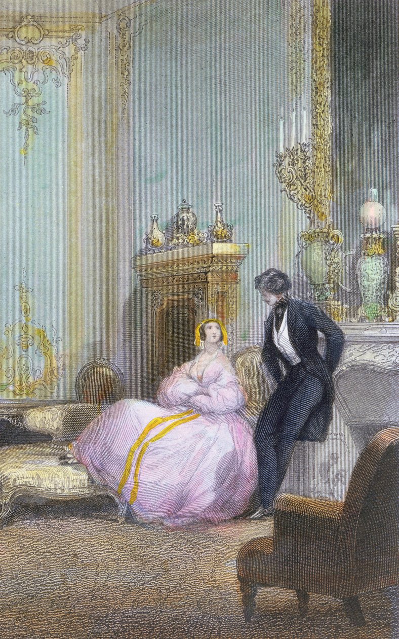 Pareja charlando, detalle de una escena familiar, c.1840 de Eugene Louis Lami