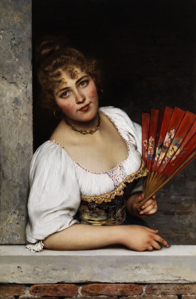 El abanico rojo de Eugene de Blaas
