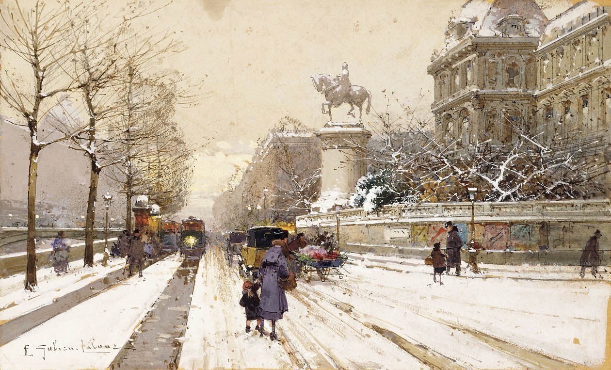 París en invierno de Eugene Galien Laloue