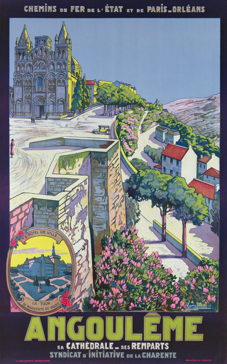 Cartel publicitario de Angouleme (litografía en color) de Eugene Charles Paul Vavasseur