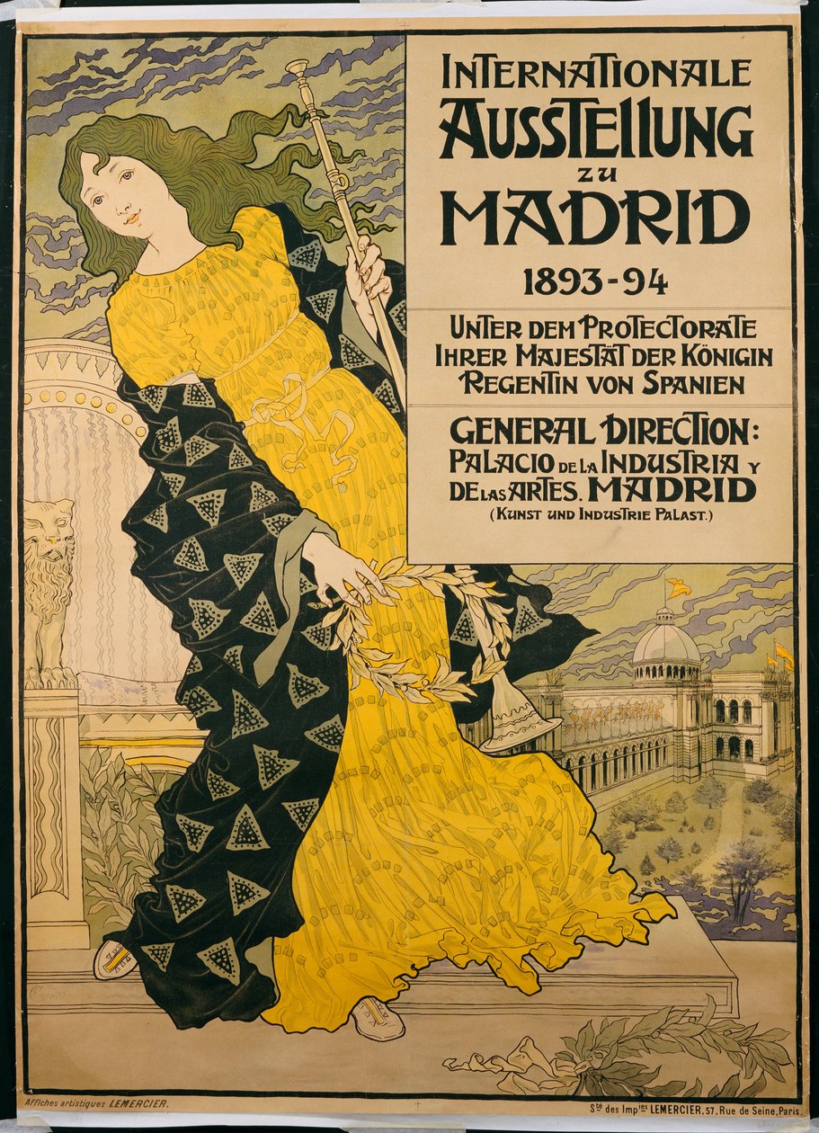Póster publicitario "Internationale Austellung zu Madrid", 1893 de Eugene Grasset