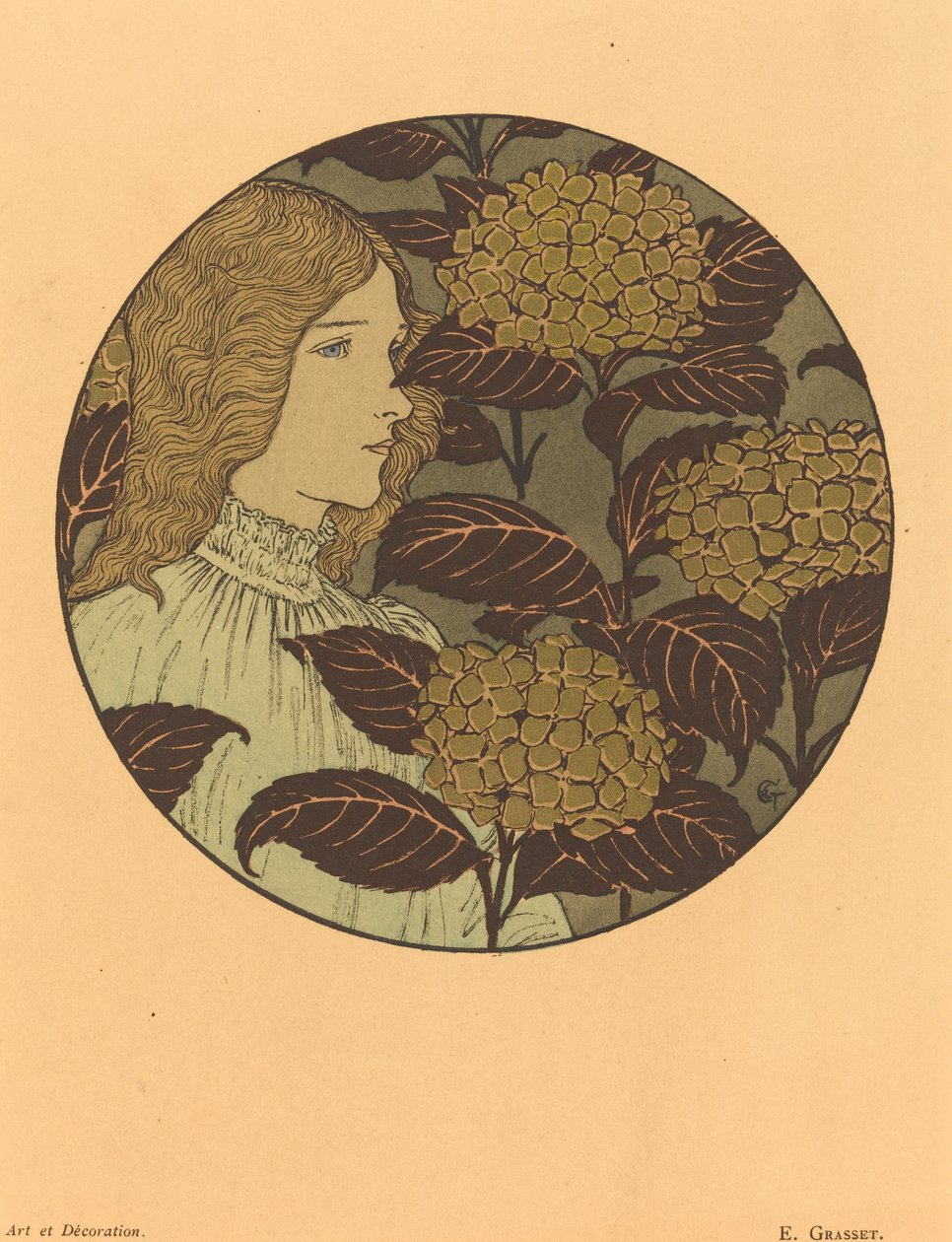 Retrato redondo de una niña de Eugene Grasset