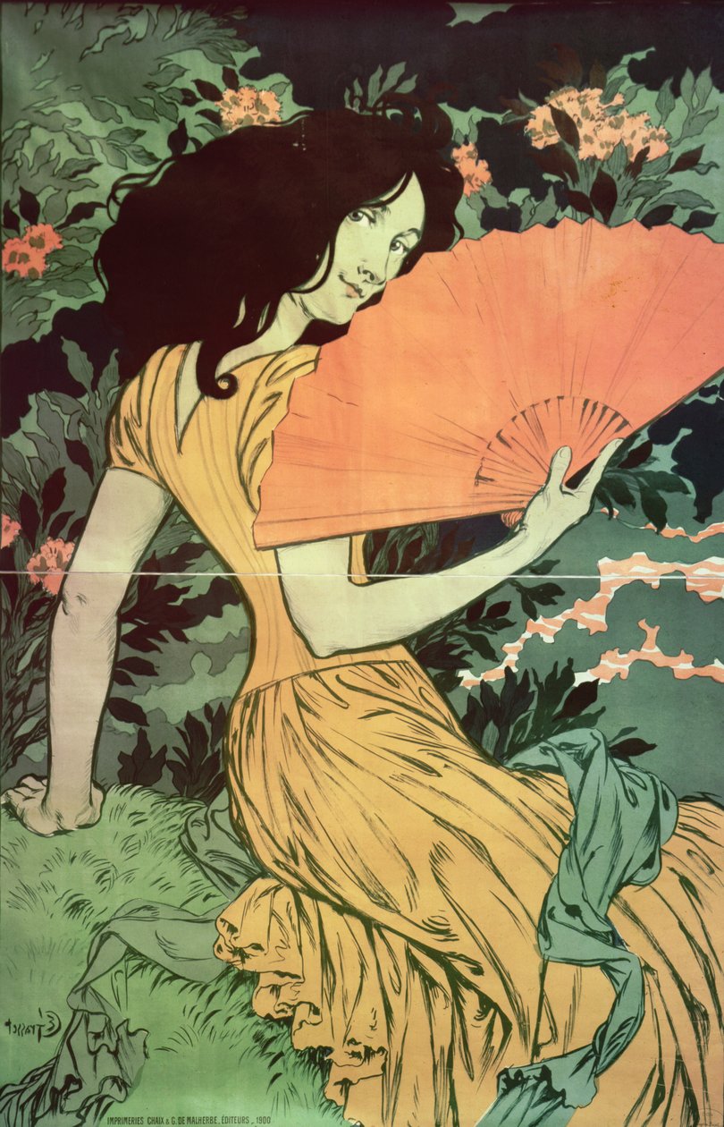 Mujer con abanico de Eugene Grasset