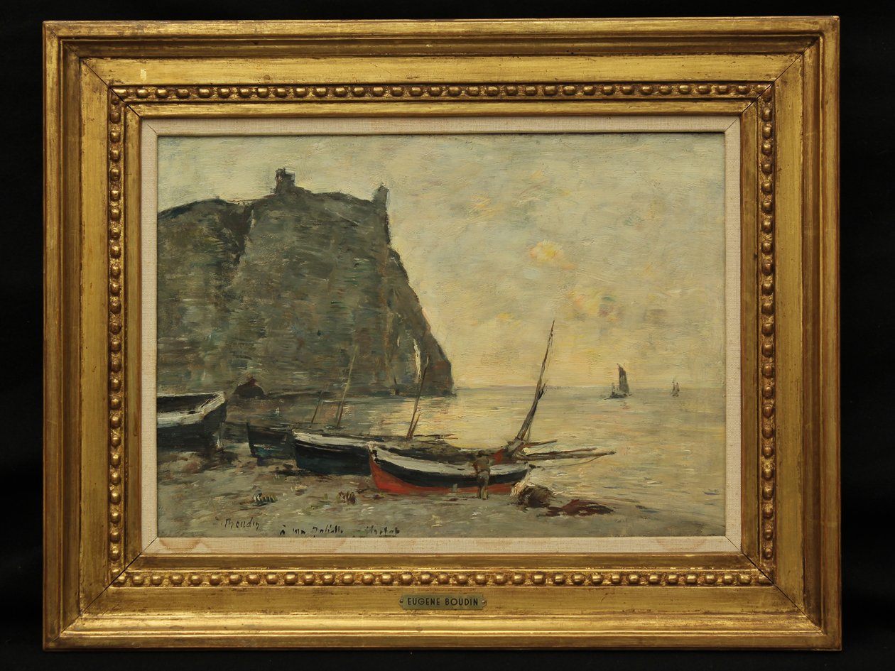 Barcos en Etretat, c.1860 de Eugene Louis Boudin