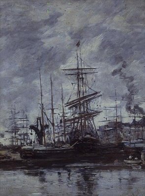 Barcos en Le Havre de Eugene Louis Boudin