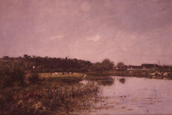 En las orillas del Touques de Eugene Louis Boudin