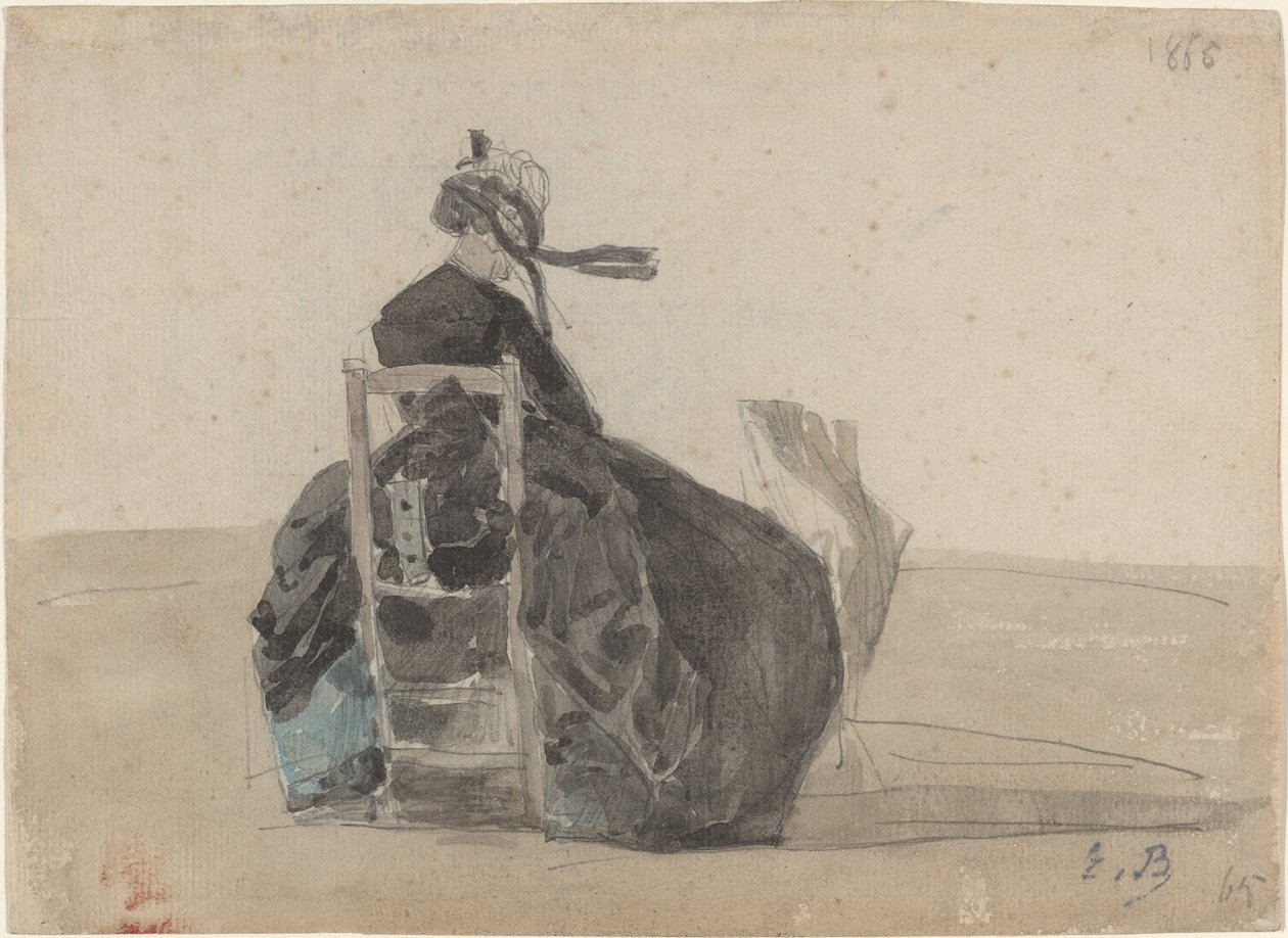 Dama sentada de negro, Trouville de Eugene Louis Boudin