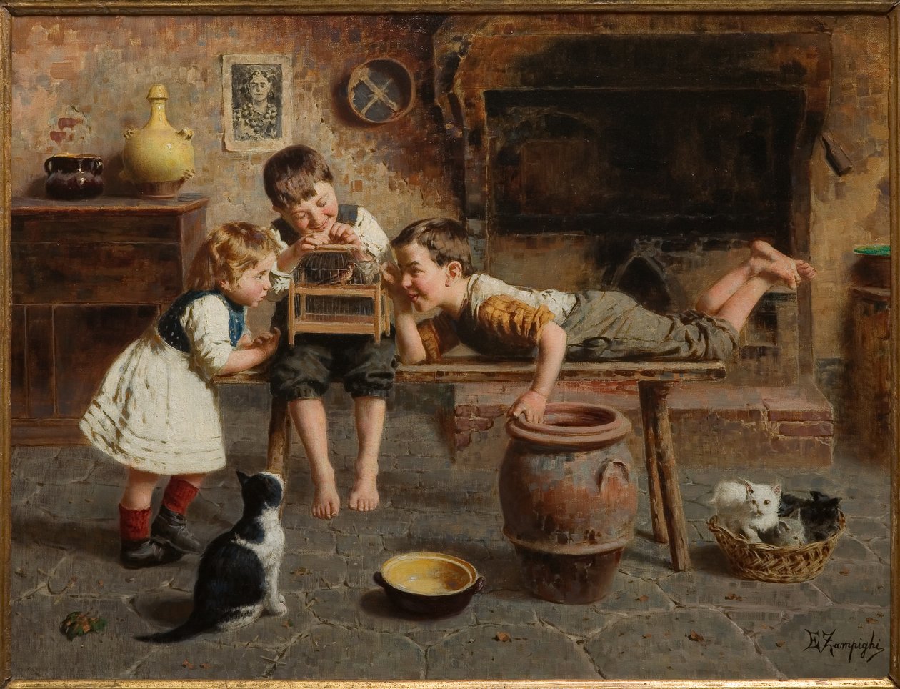 Juegos de niños (óleo sobre lienzo) de Eugenio Zampighi