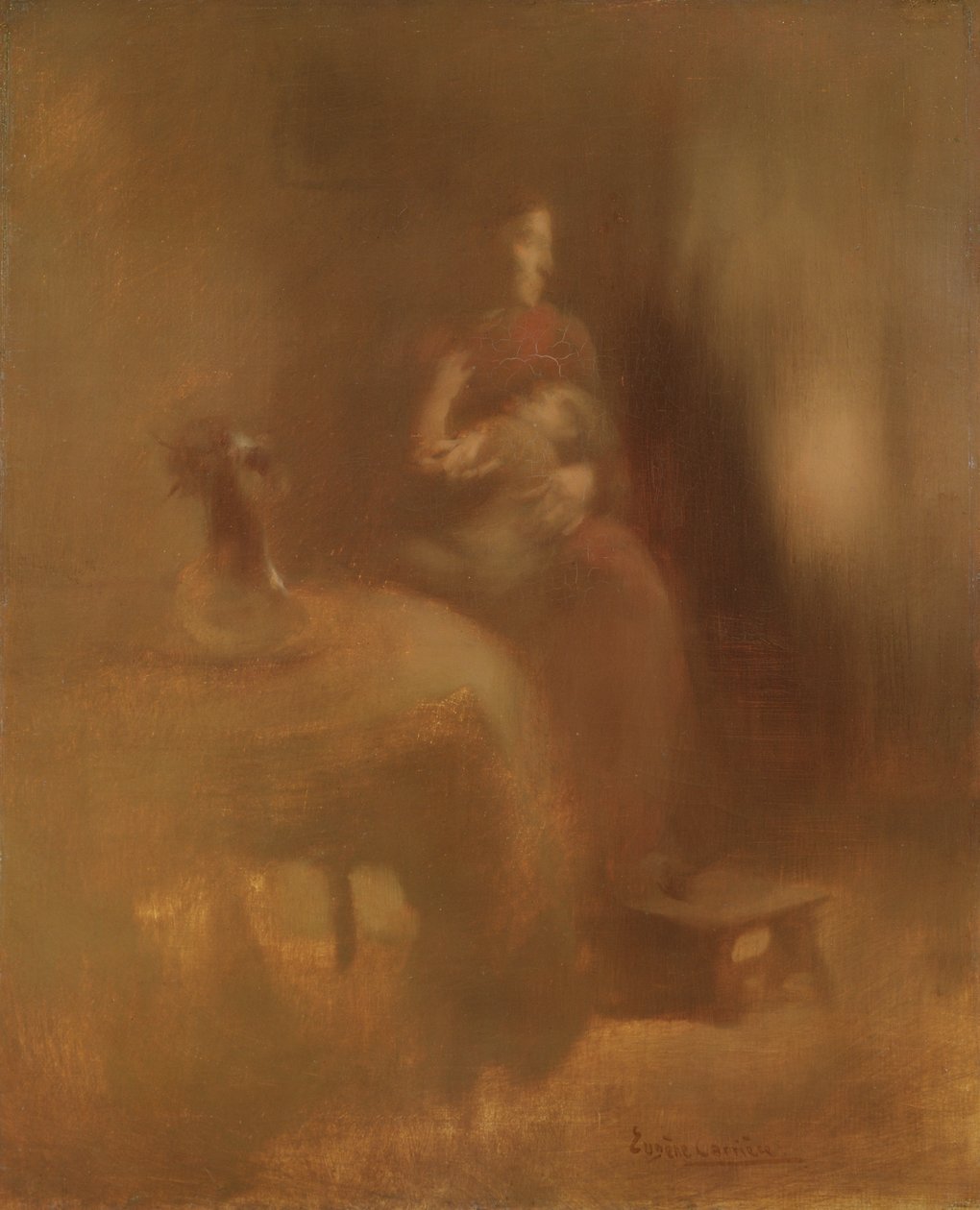 Mujer con un niño, finales de 1890 de Eugène Carrière