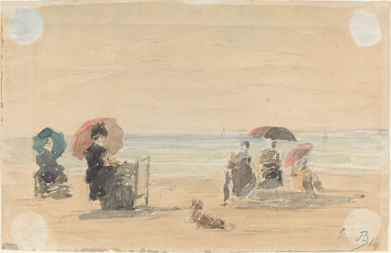 Sombrillas, Trouville de Eugène Boudin