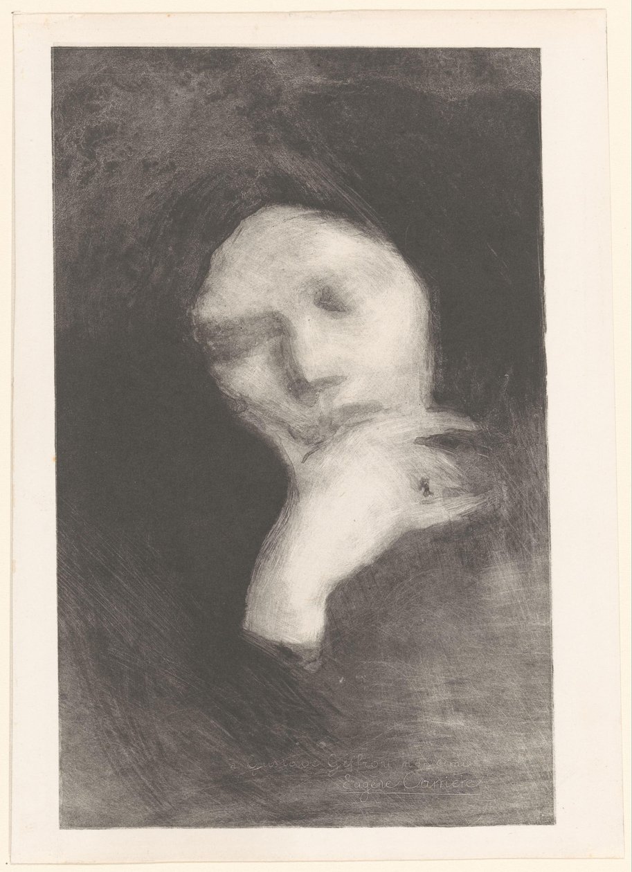 Rostro de una mujer meditando de Eugène Carrière