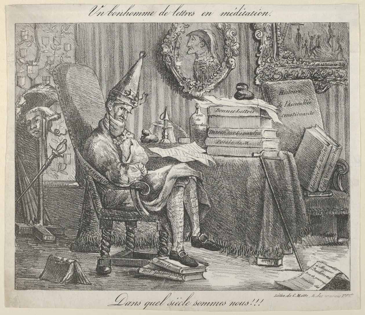Un compañero literario meditando, 1821 de Eugène Delacroix