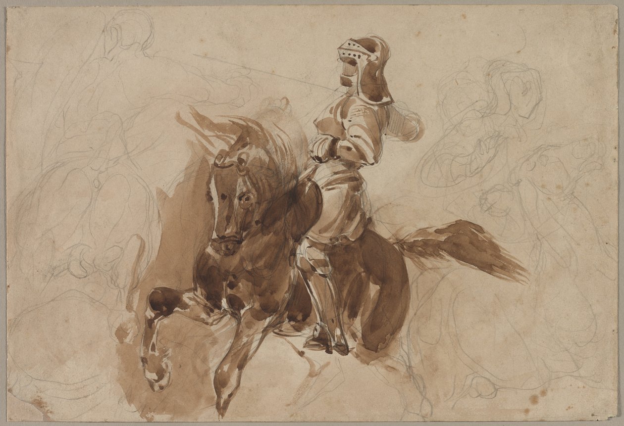 Figura armada a caballo (recto) de Eugène Delacroix