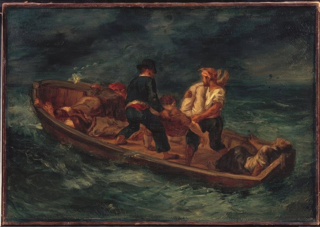 Barco con náufragos de Ferdinand Victor Eugene Delacroix