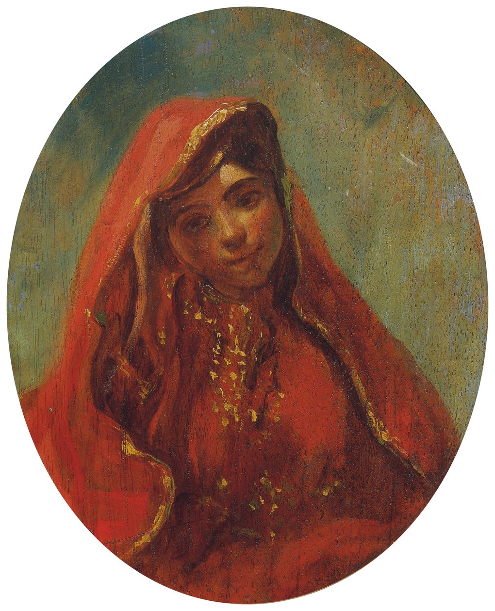 Media figura de una mujer marroquí de Eugène Delacroix