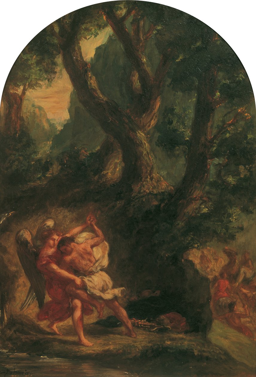 Jacob lucha con el ángel de Eugène Delacroix