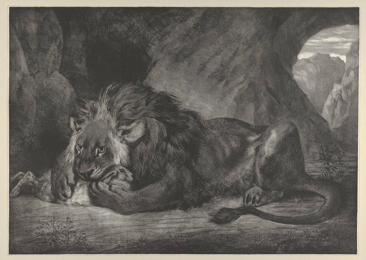 León de las montañas del Atlas, 1829-30 de Eugène Delacroix