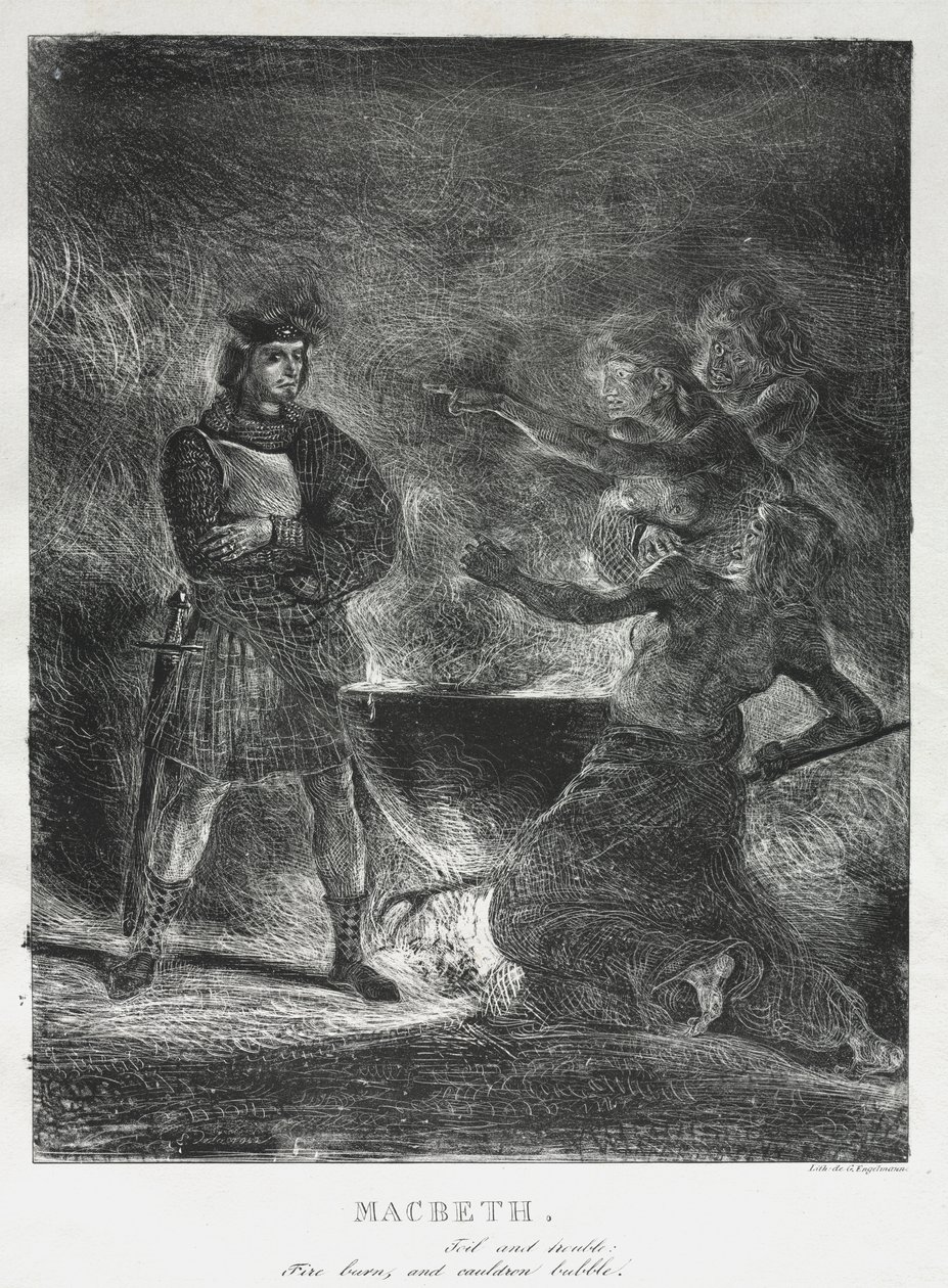 Macbeth consultando a las brujas de Eugène Delacroix