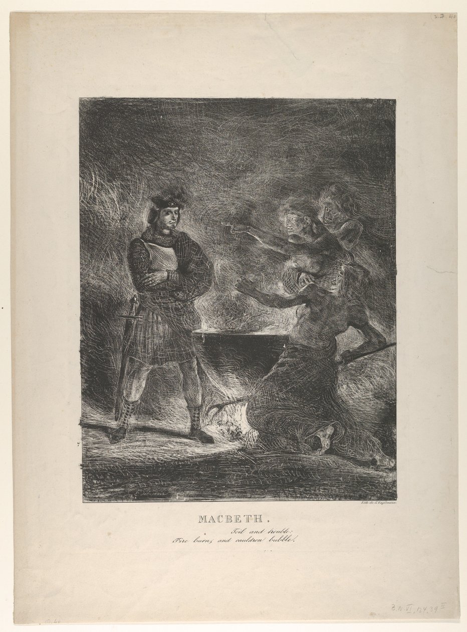 Macbeth consultando a las brujas, 1825 de Eugène Delacroix