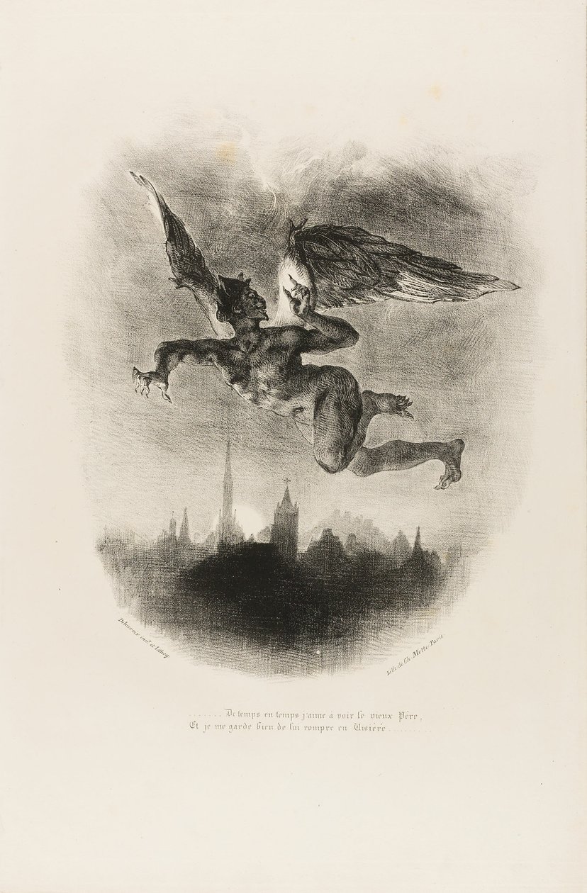 Mefistófeles Volando, de Fausto de Eugène Delacroix