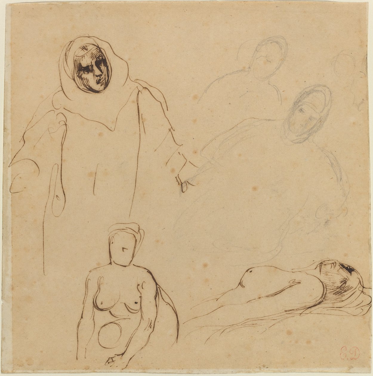 Estudios para Cristóbal Colón de Eugène Delacroix